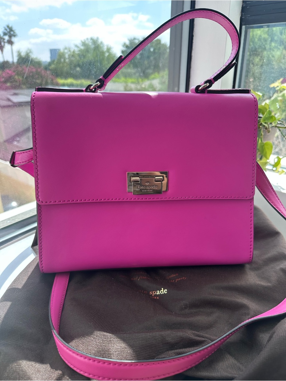 Bright Fuchsia Structured Top-Handle Satchel